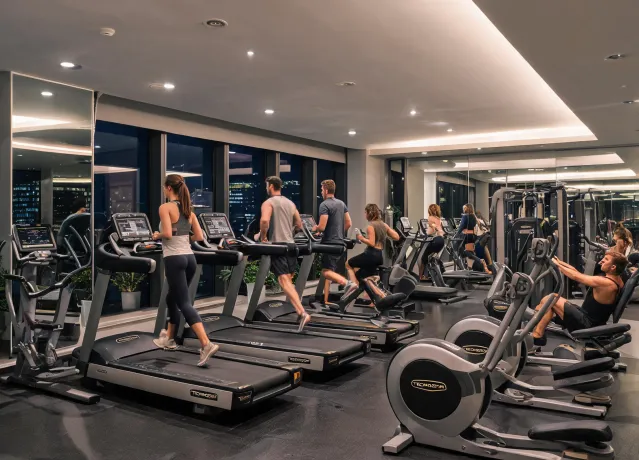 Health club cardio floor